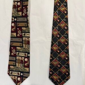 EUC - Lot Of 2 Men’s Neck Ties GOLF By ROBERT STOCK  And GOLDEN CROWN